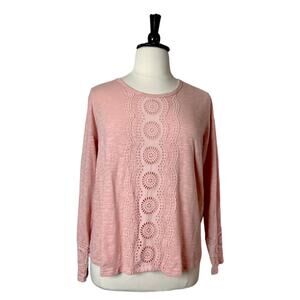 Knox Rose Tee Shirt Lace Long Sleeves Cotton Dusty Pink Women’s Plus Size XL